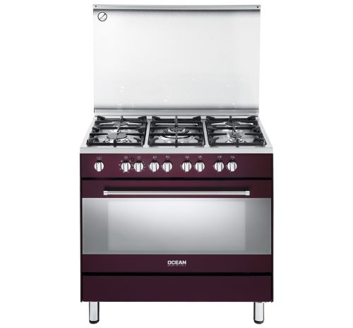 Cuisinière à gaz rouge - 90cm - Four XXL
